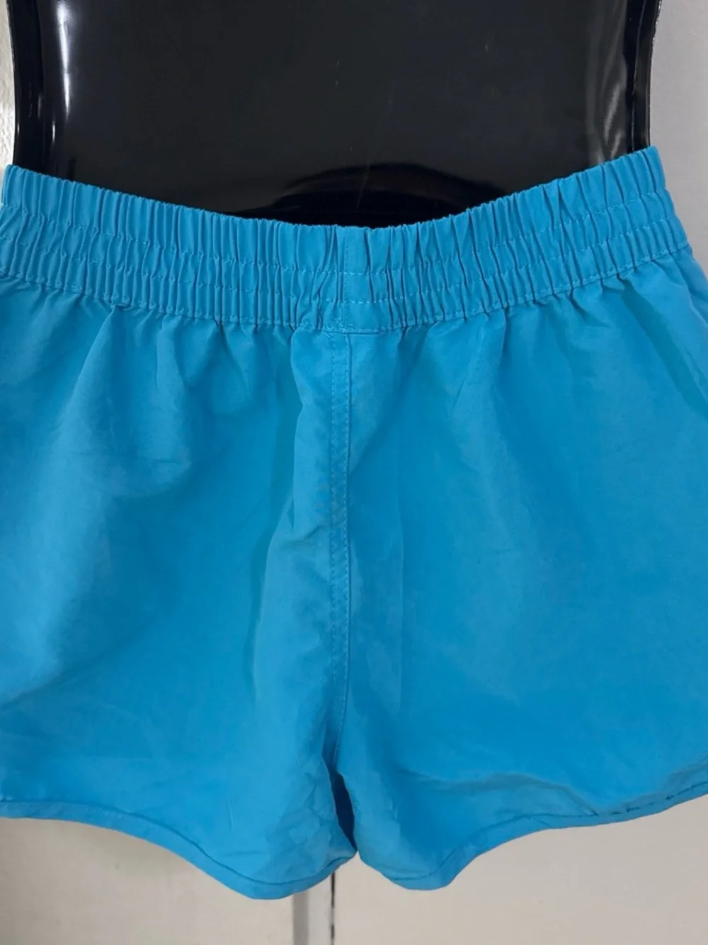 Aqua Teal Athletic Drawstring Shorts with White Tie